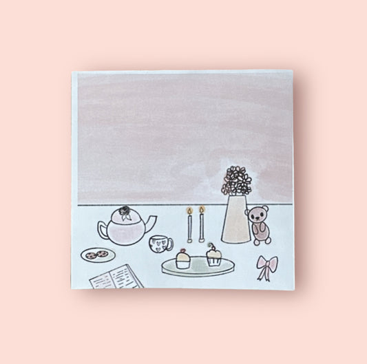 Pink and white aesthetic tea party sticker