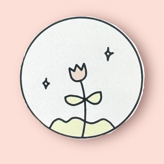 Pink flower in garden sticker